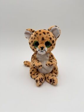 Ty Beanie Boo Lloyd Leopard Plush 8” Green Glitter Eyes Spotted Stuffed Animal